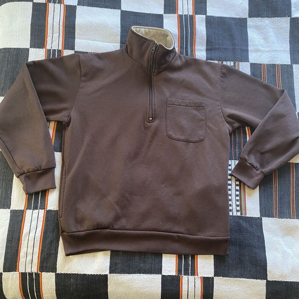Vintage Haband 1/4 Zip Pullover Sweater. Pockets. Size Medium. Collar.